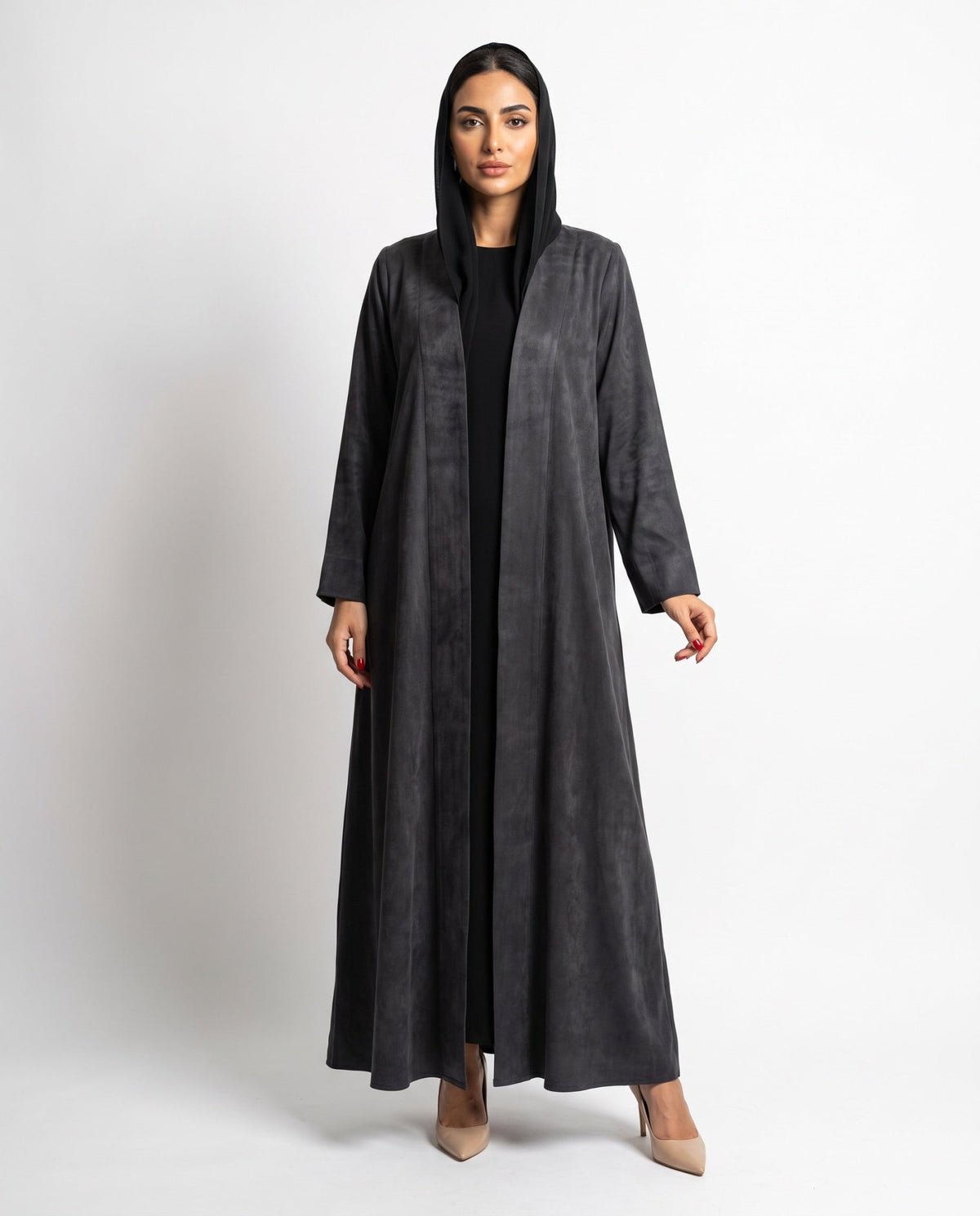 ABY 4694M - Black Washed Silk Abaya - EMAD RIZQ - MIRA Y MANO
