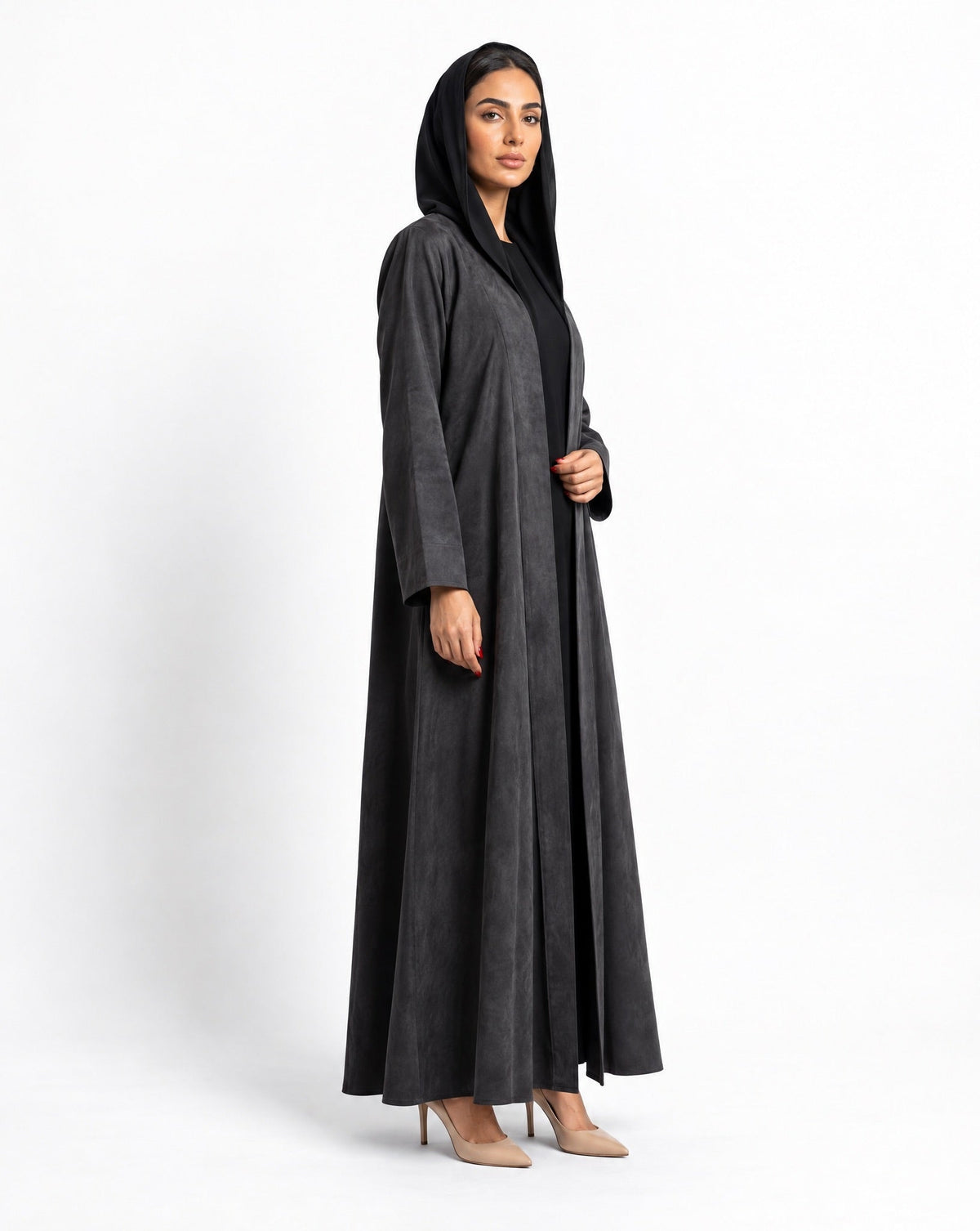 ABY 4694M - Black Washed Silk Abaya - EMAD RIZQ - MIRA Y MANO