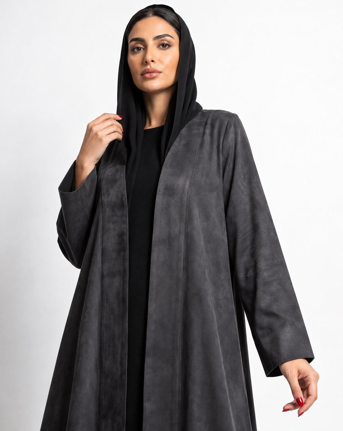 ABY 4694M - Black Washed Silk Abaya - EMAD RIZQ - MIRA Y MANO