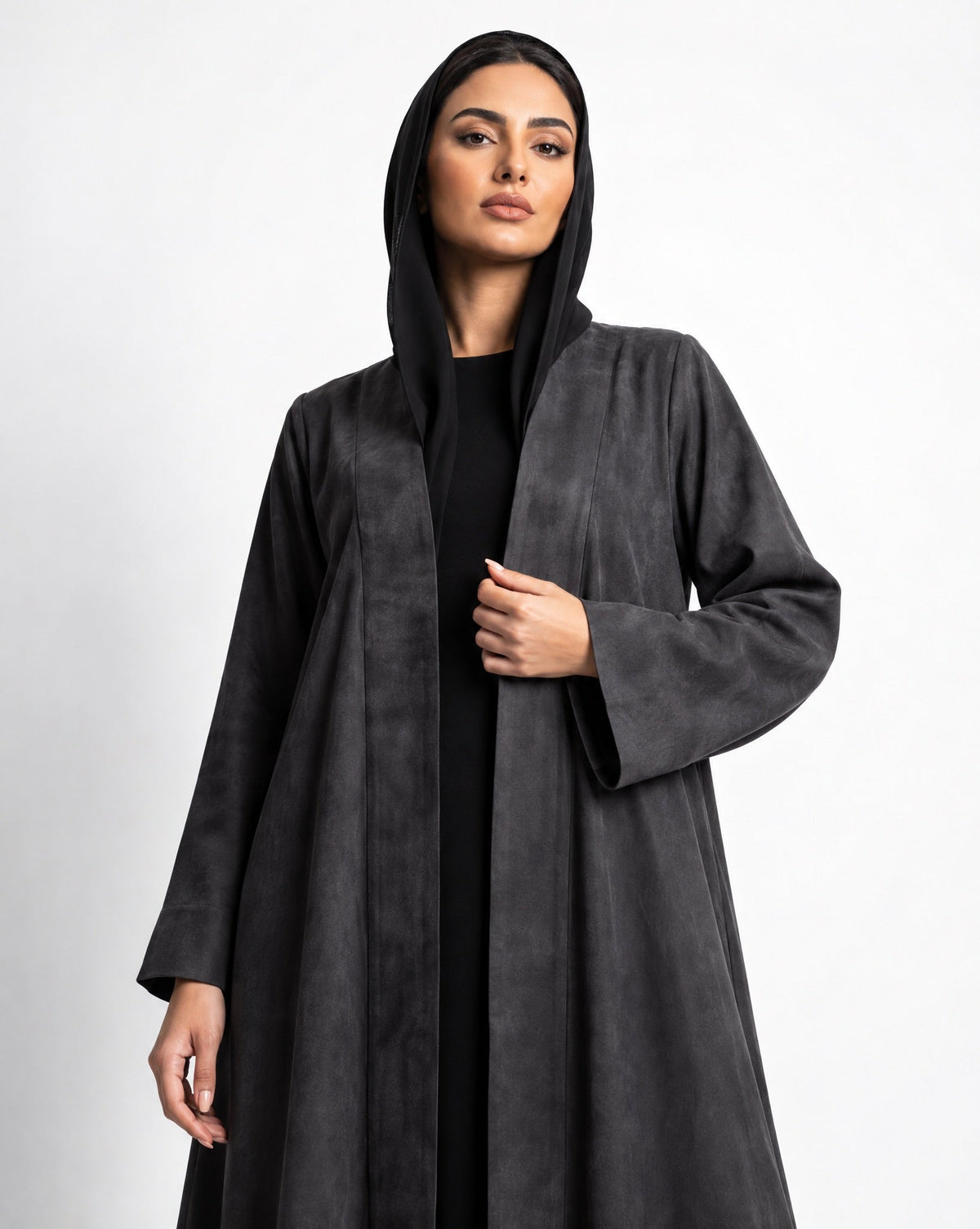 ABY 4694M - Black Washed Silk Abaya - EMAD RIZQ - MIRA Y MANO