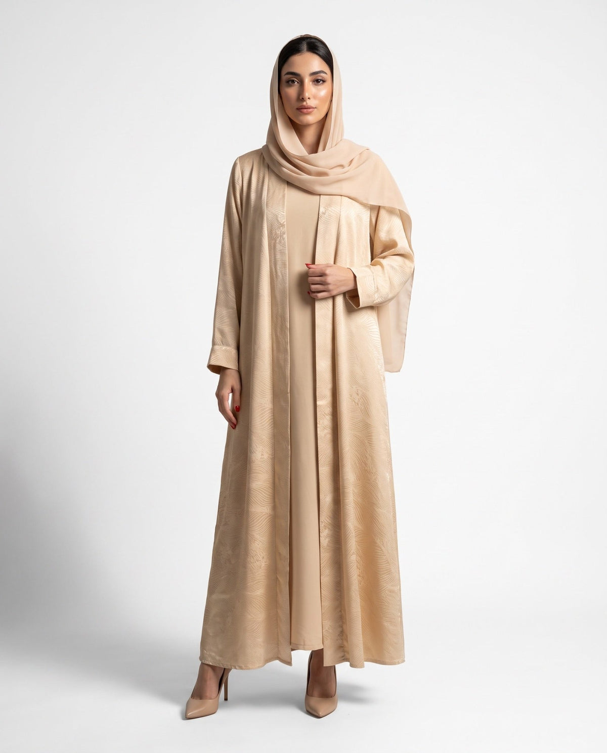 ABY 4705M - Beige Silk Abaya - EMAD RIZQ - MIRA Y MANO