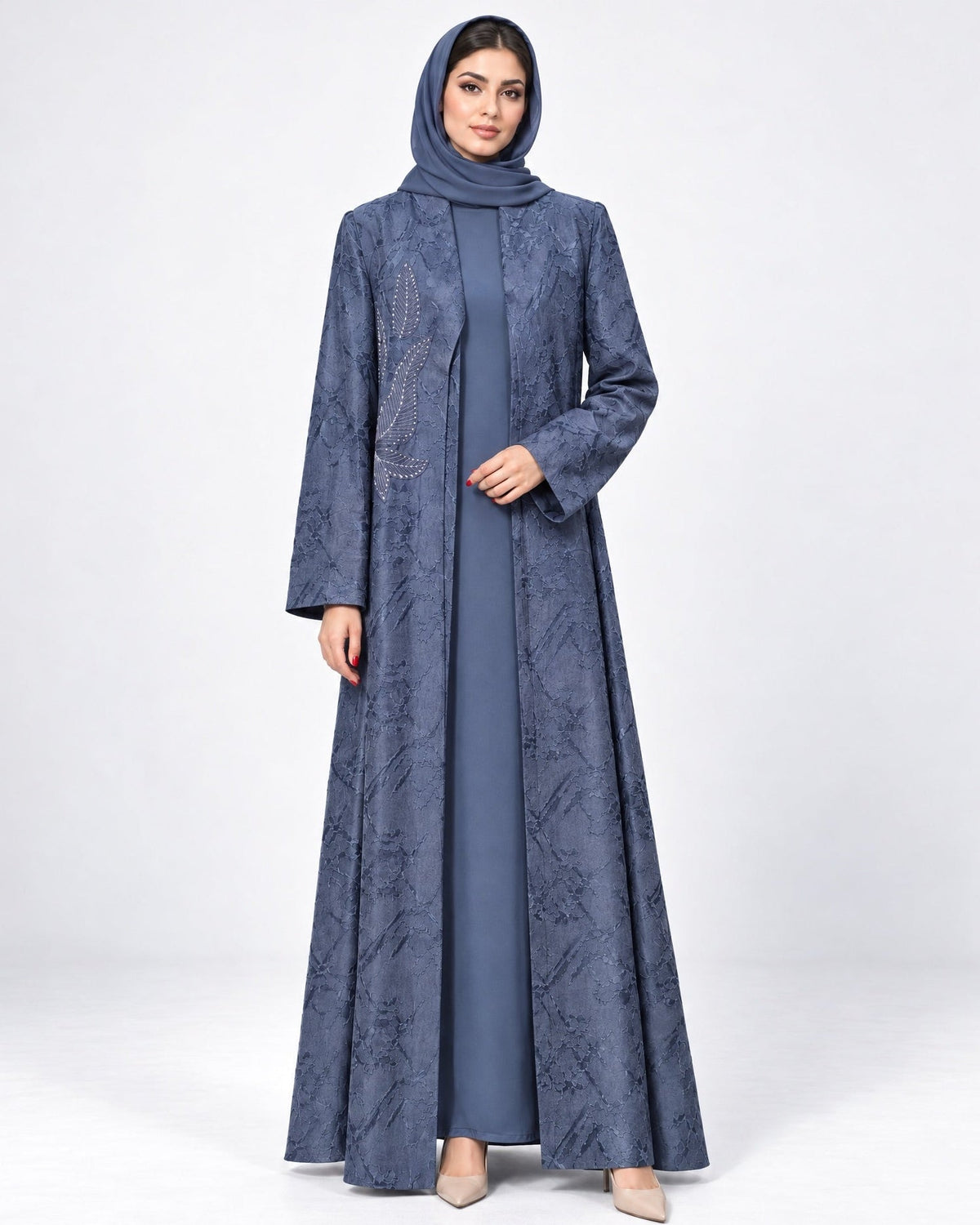 ABY 4708M - Royal Blue Washed Silk Abaya - EMAD RIZQ - MIRA Y MANO
