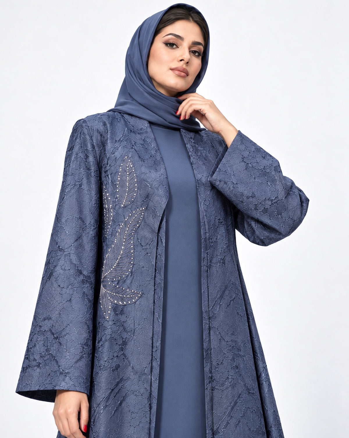 ABY 4708M - Royal Blue Washed Silk Abaya - EMAD RIZQ - MIRA Y MANO