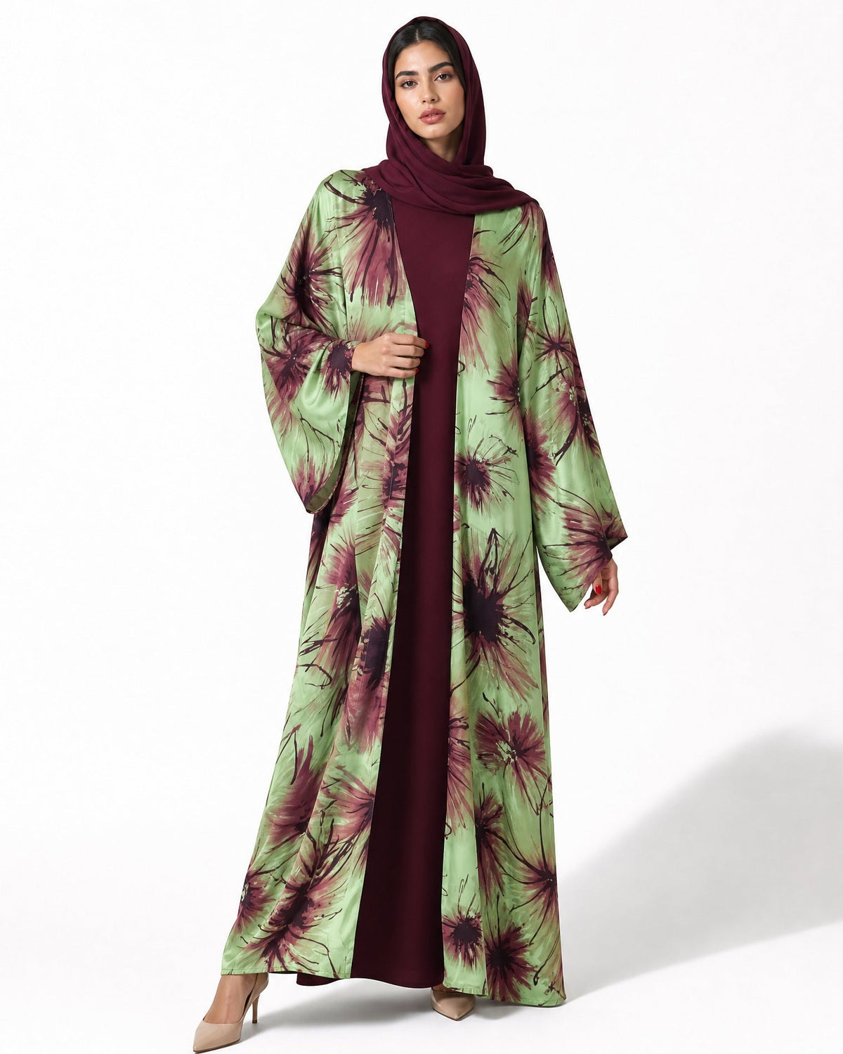 BA010GR – Green Georgette Abaya