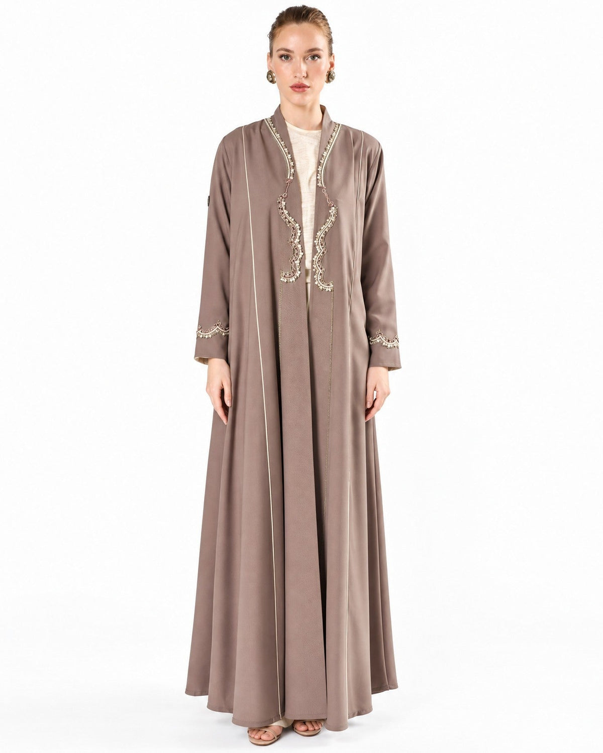 MS5-171 - Olive Drab Crepe Abaya - MIRA Y MANO