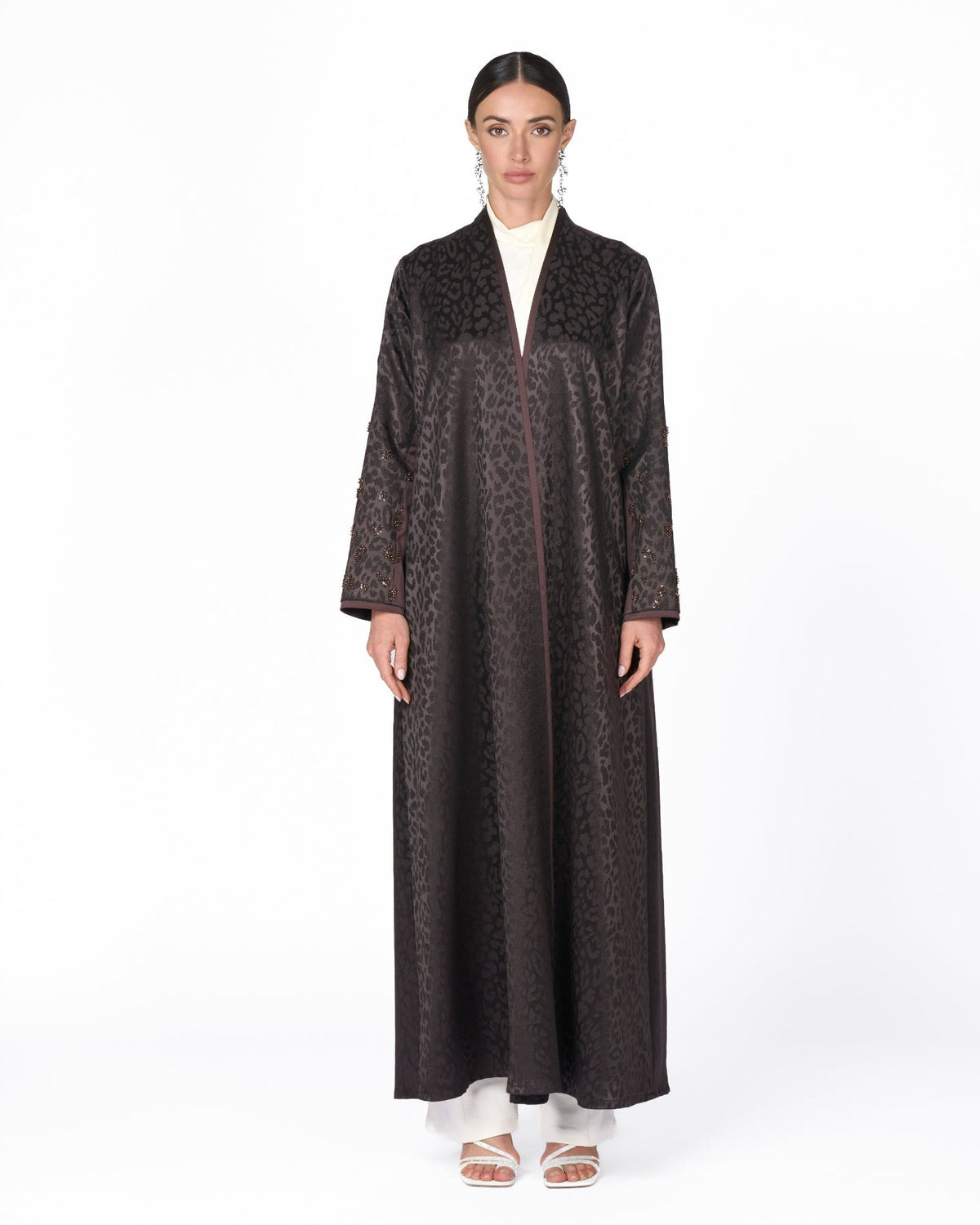 MS6-88 - Brown Jacquard Abaya - MIRA Y MANO