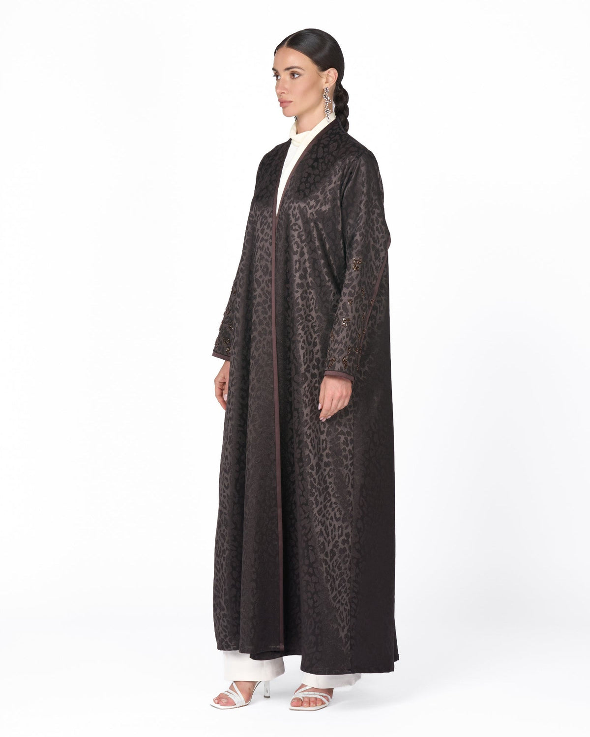 MS6-88 - Brown Jacquard Abaya - MIRA Y MANO