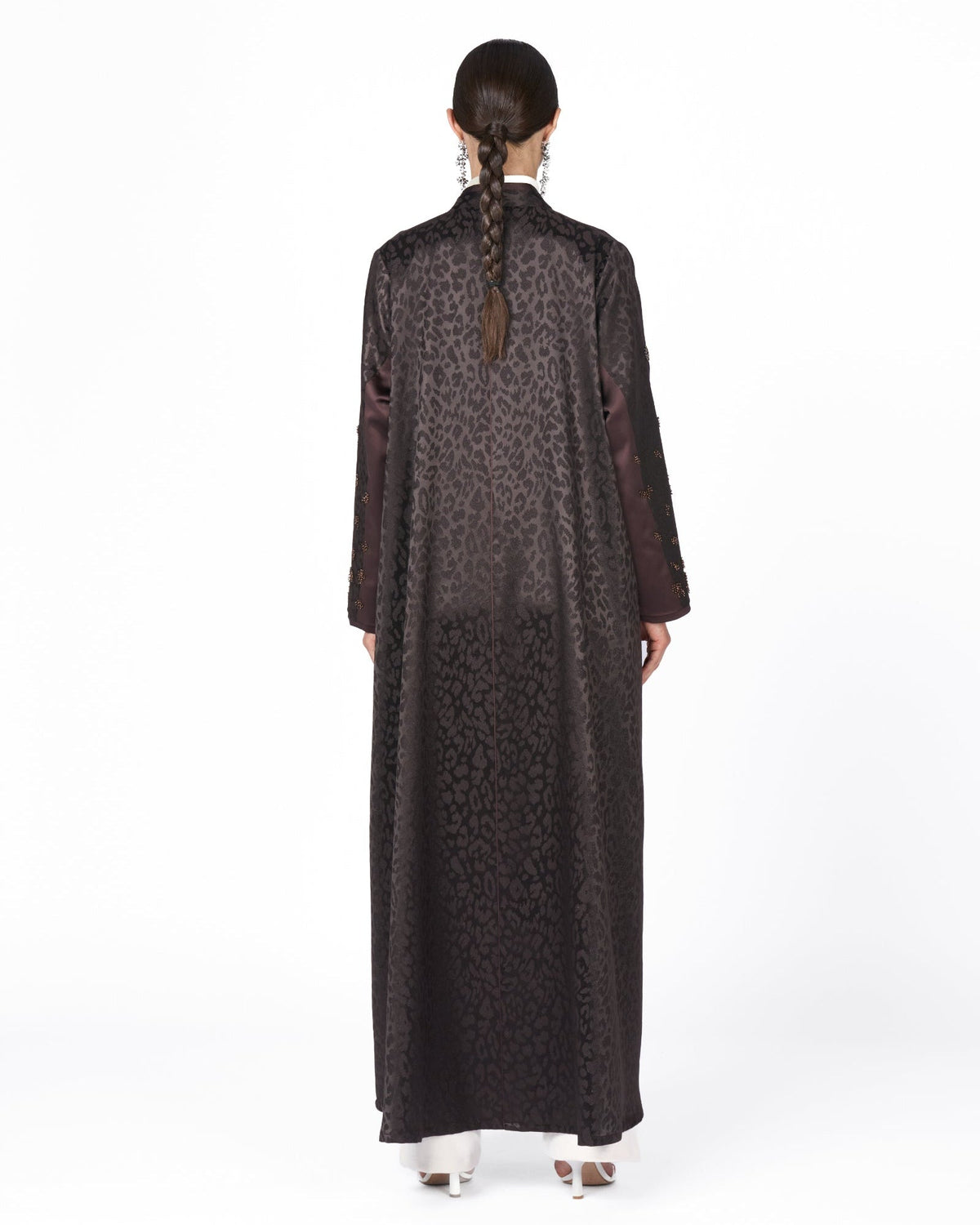 MS6-88 - Brown Jacquard Abaya - MIRA Y MANO