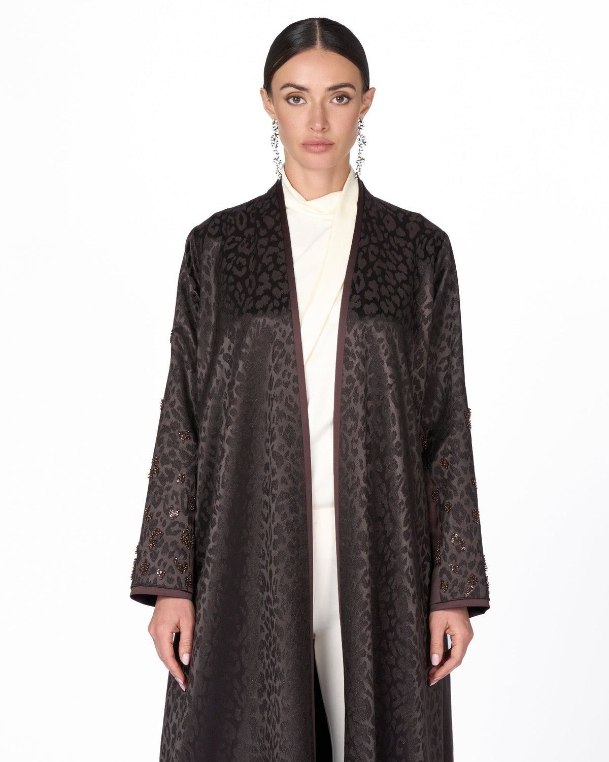 MS6-88 - Brown Jacquard Abaya - MIRA Y MANO