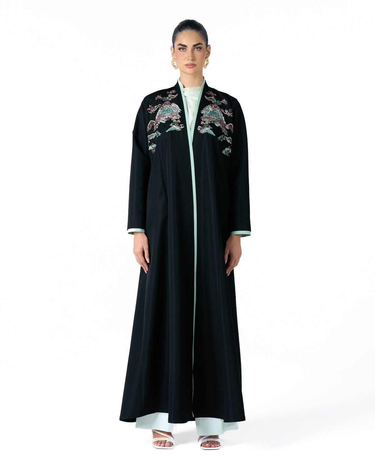 MS6-F182 - Black Taffeta Abaya - MIRA Y MANO