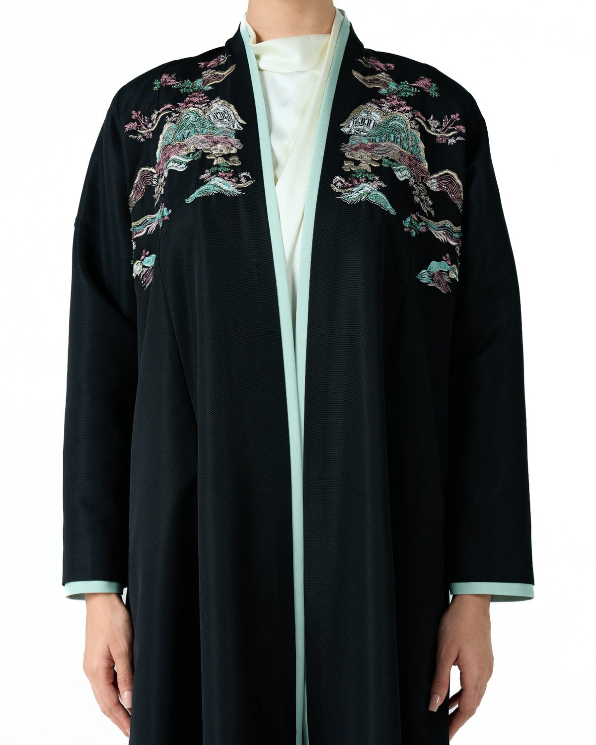 MS6-F182 - Black Taffeta Abaya - MIRA Y MANO