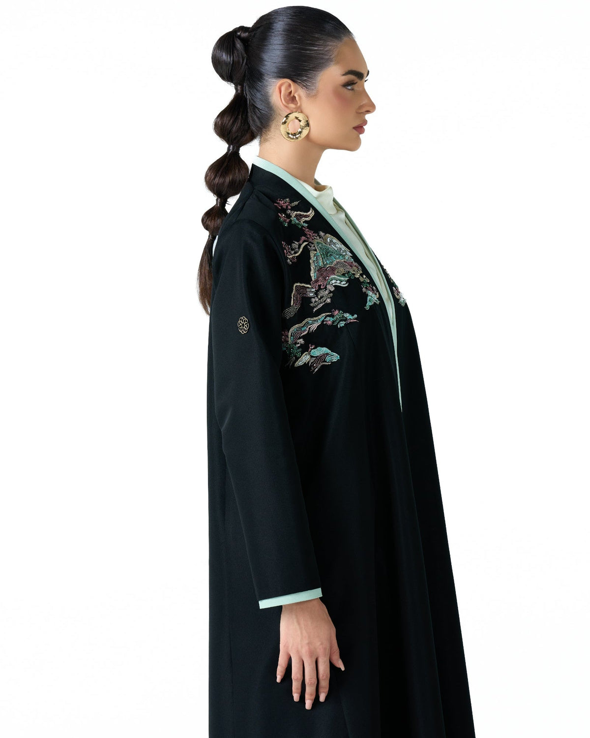 MS6-F182 - Black Taffeta Abaya - MIRA Y MANO