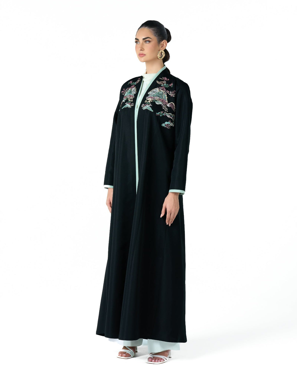 MS6-F182 - Black Taffeta Abaya - MIRA Y MANO