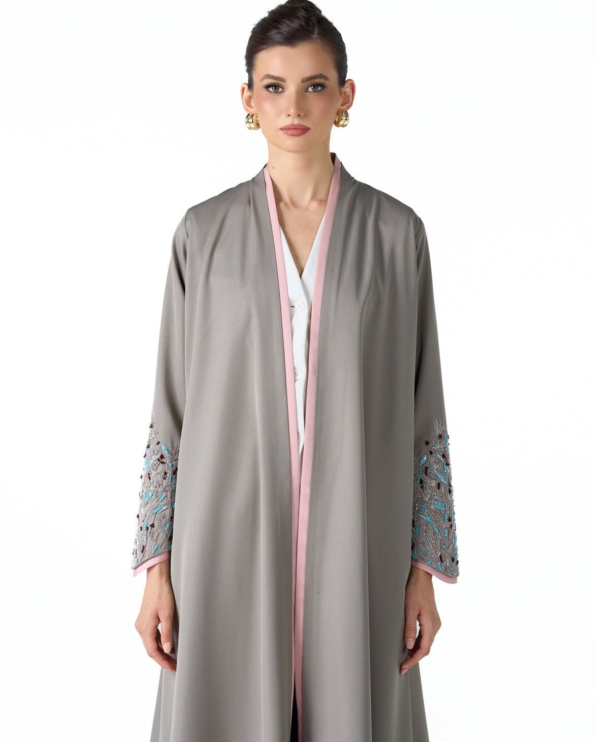 MS6-F189 - Tan Crepe Abaya - MIRA Y MANO
