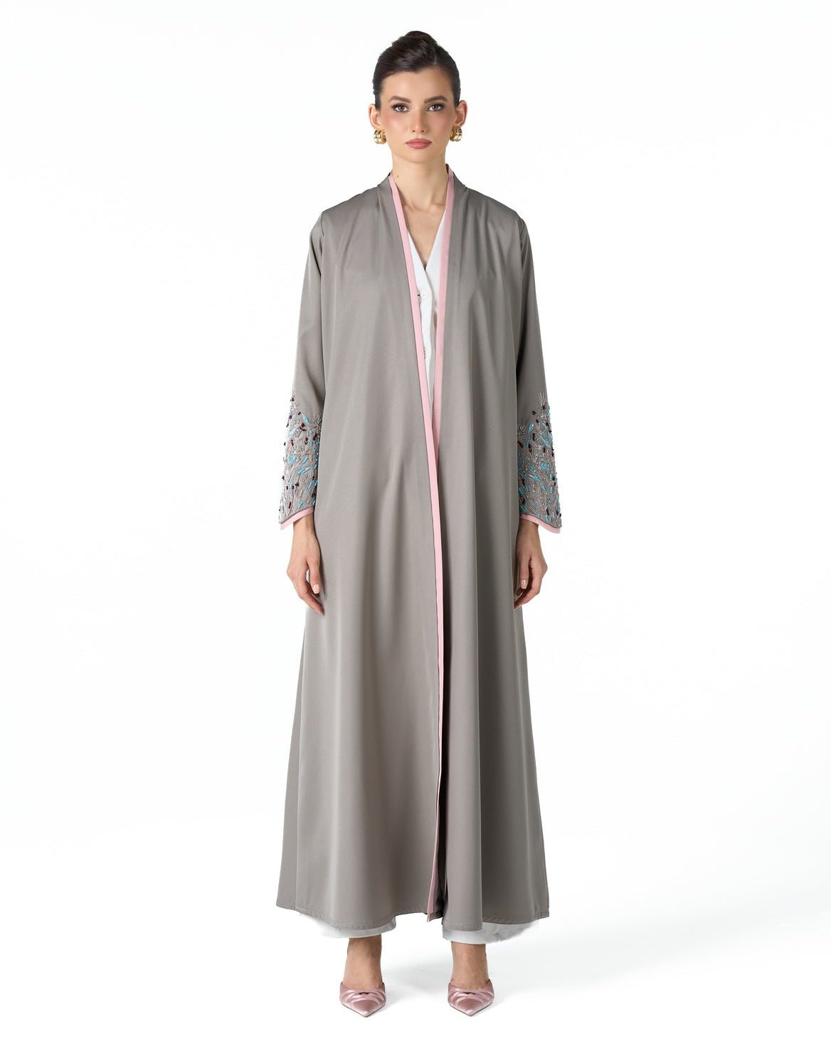 MS6-F189 - Tan Crepe Abaya - MIRA Y MANO