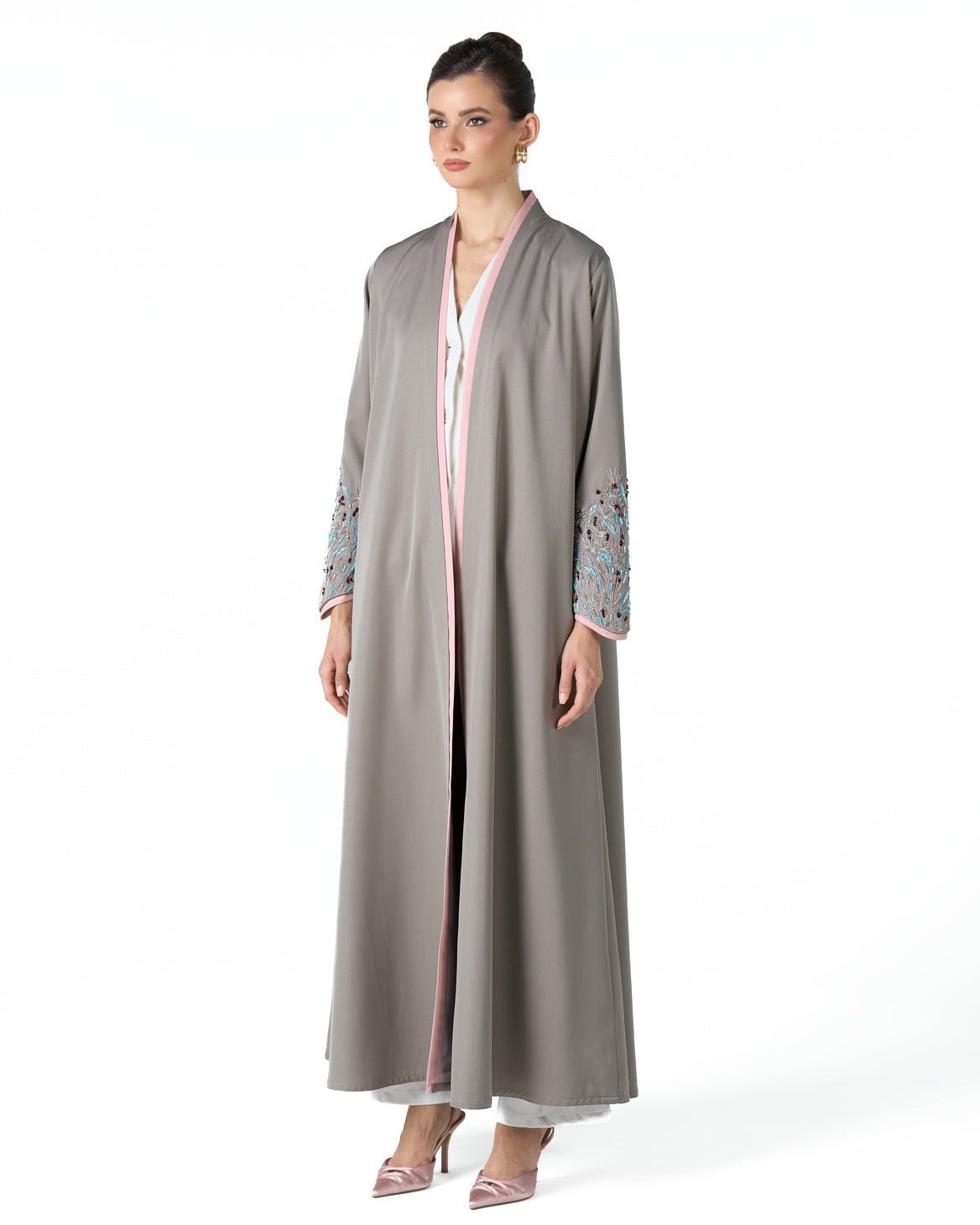 MS6-F189 - Tan Crepe Abaya - MIRA Y MANO