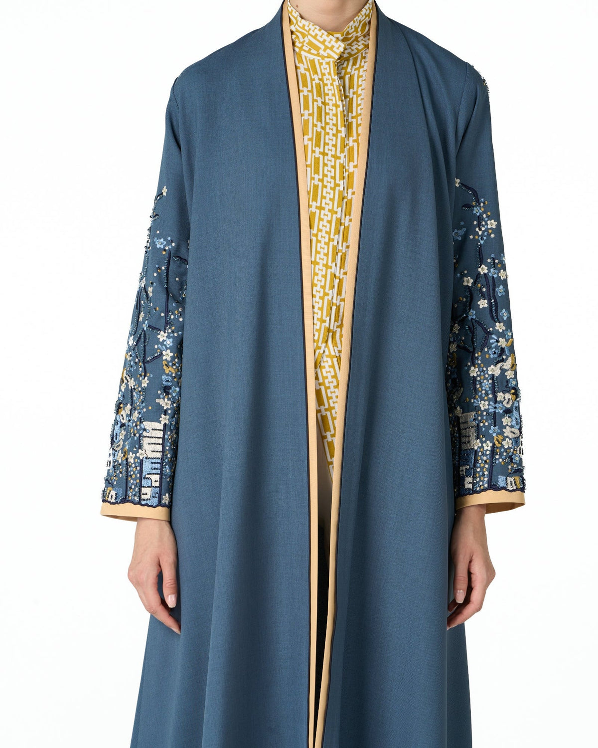 MS6-F193 - Steel Blue Crepe Abaya - MIRA Y MANO