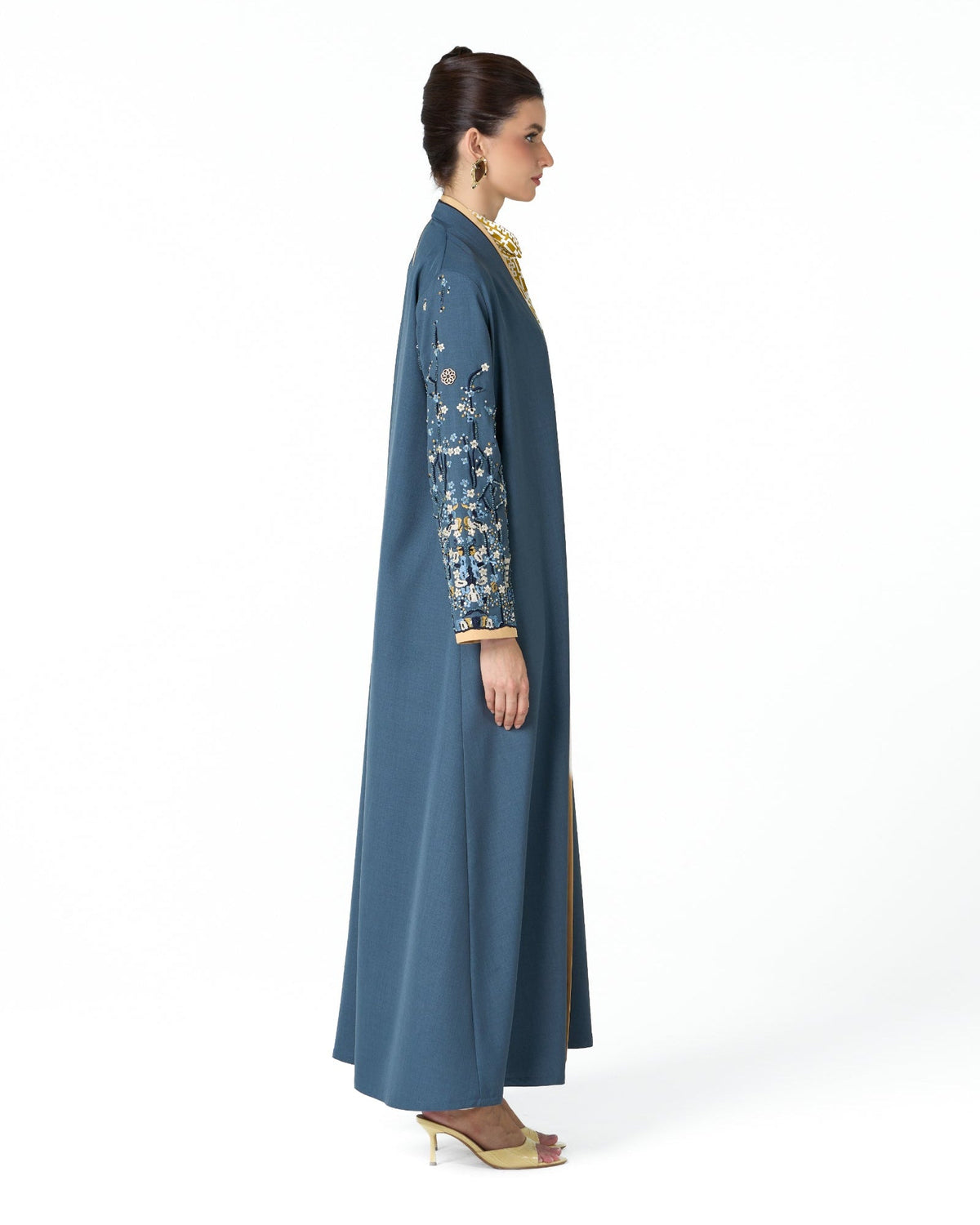 MS6-F193 - Steel Blue Crepe Abaya - MIRA Y MANO