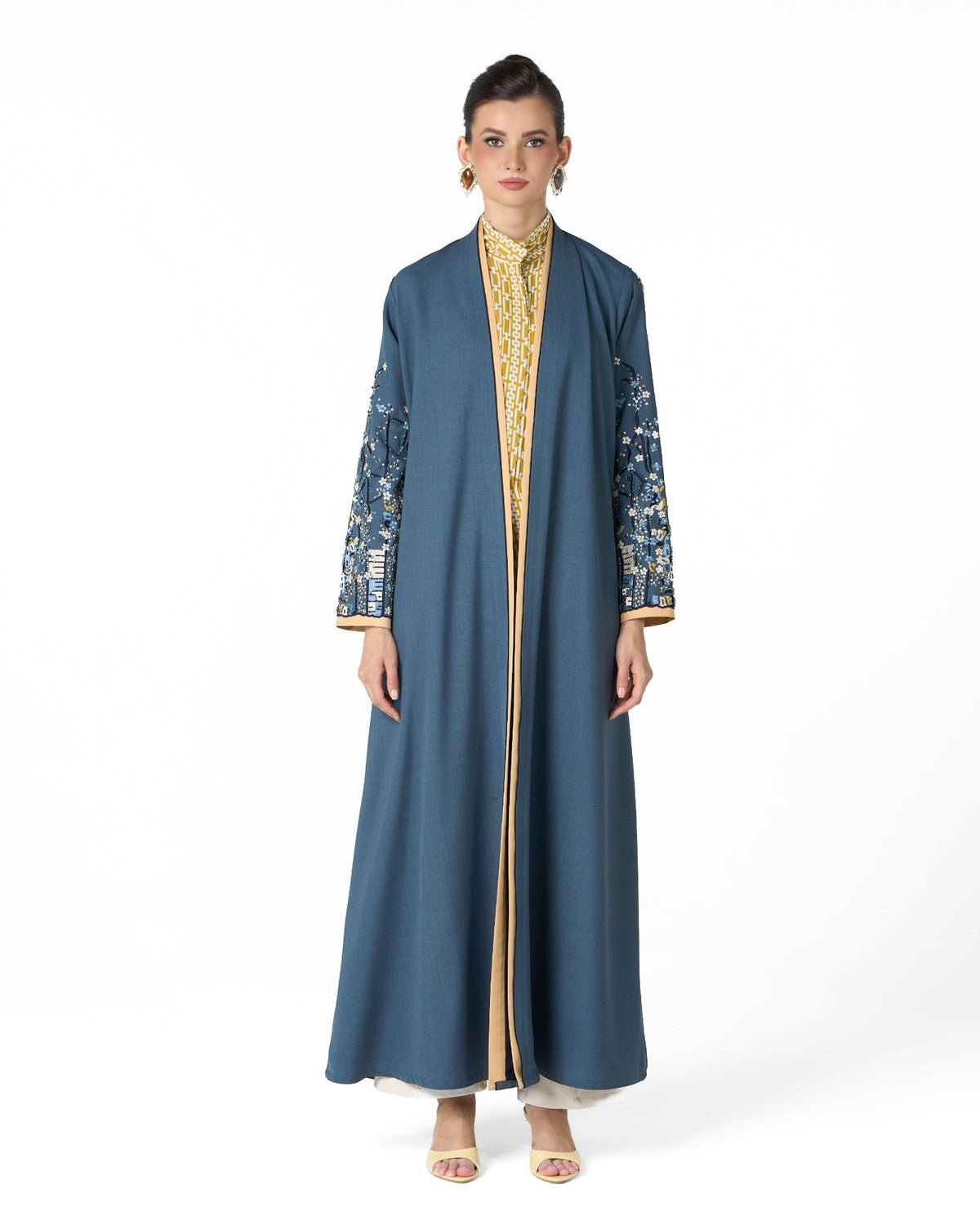 MS6-F193 - Steel Blue Crepe Abaya - MIRA Y MANO