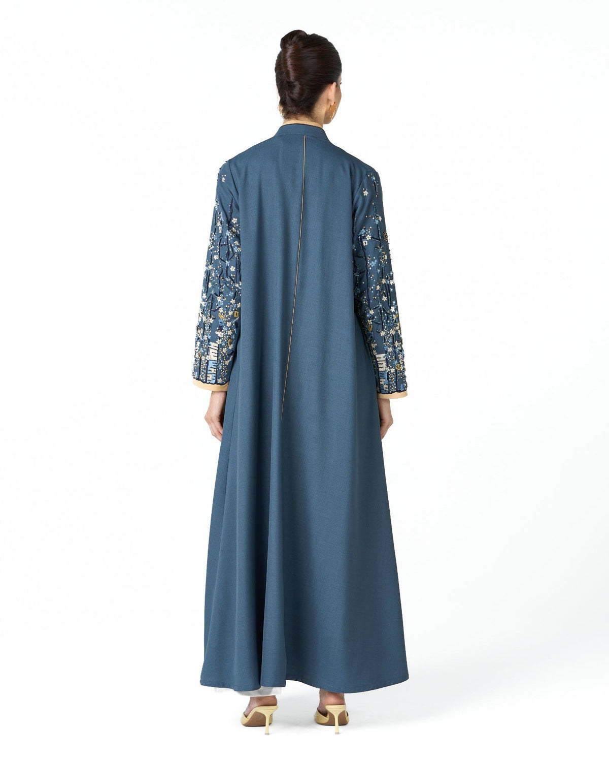 MS6-F193 - Steel Blue Crepe Abaya - MIRA Y MANO