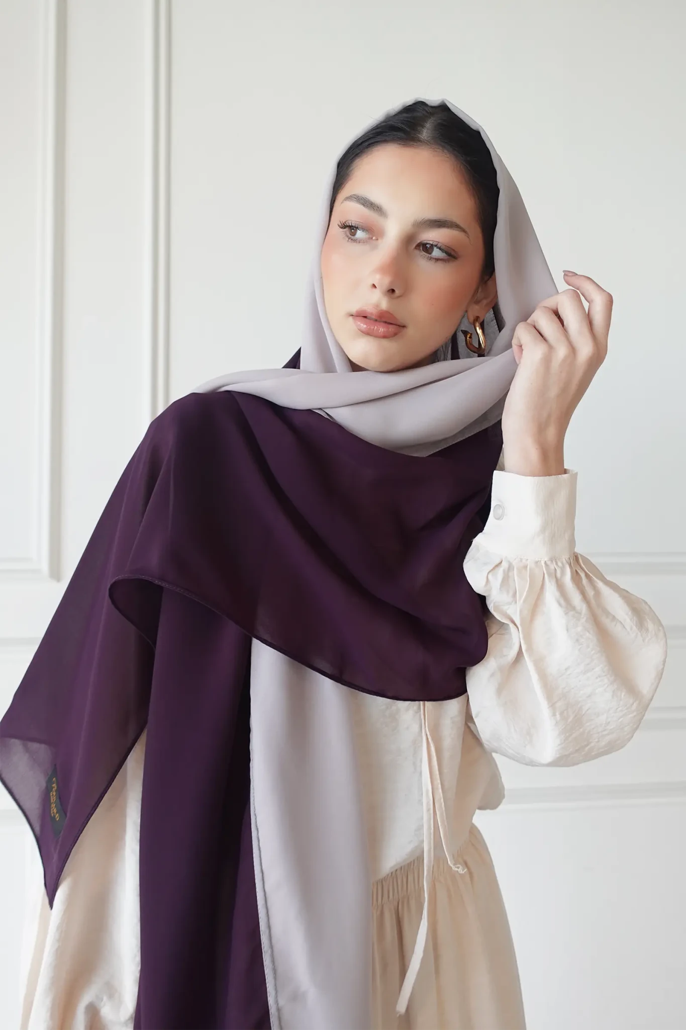 BL9053 TWO IN ONE PURPLE - LAVENDER SCARF - FOULARD - MIRA Y MANO