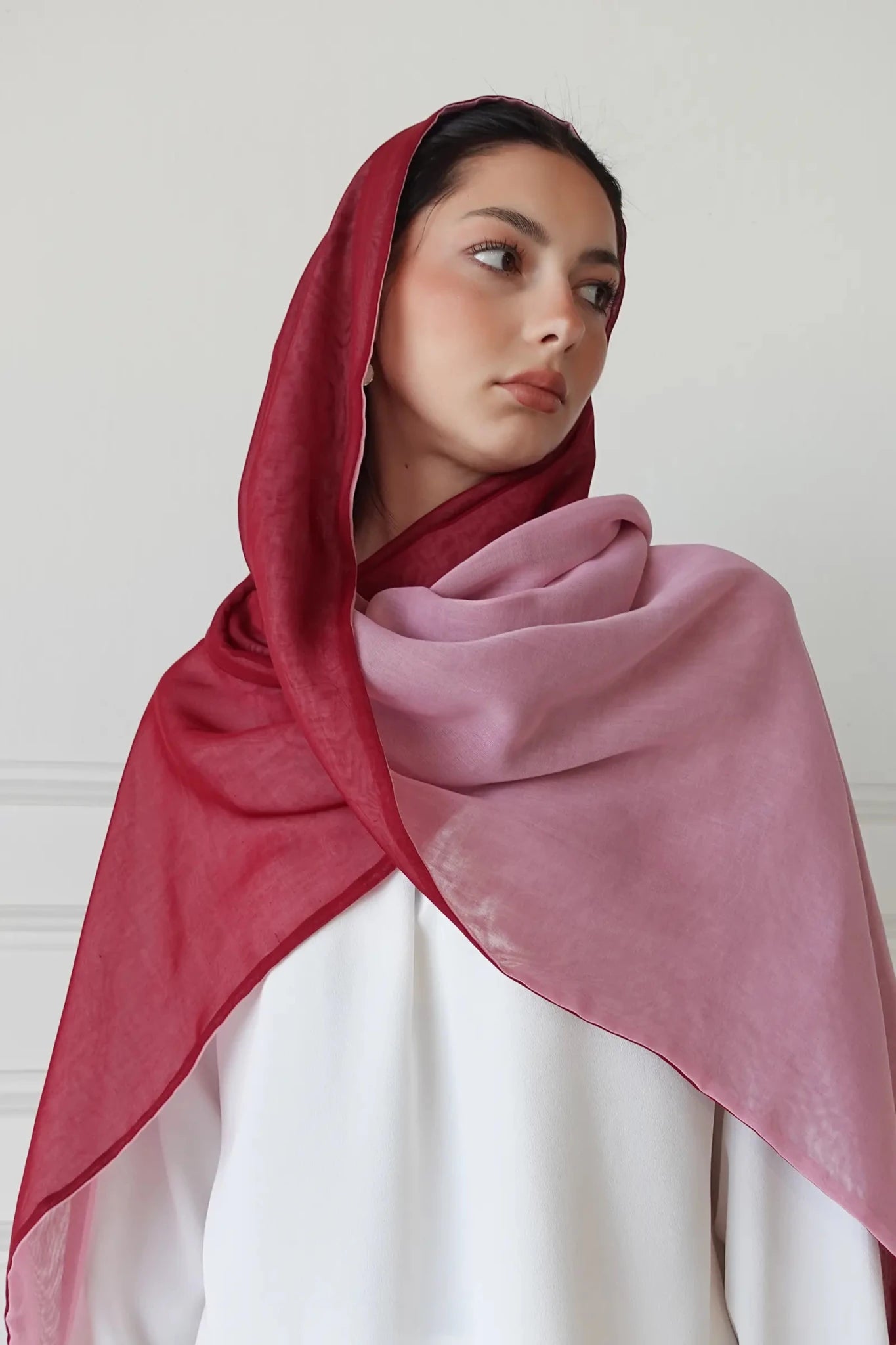 DB7028 DOUBLE SIDED PINK - RED SCARF - FOULARD - MIRA Y MANO