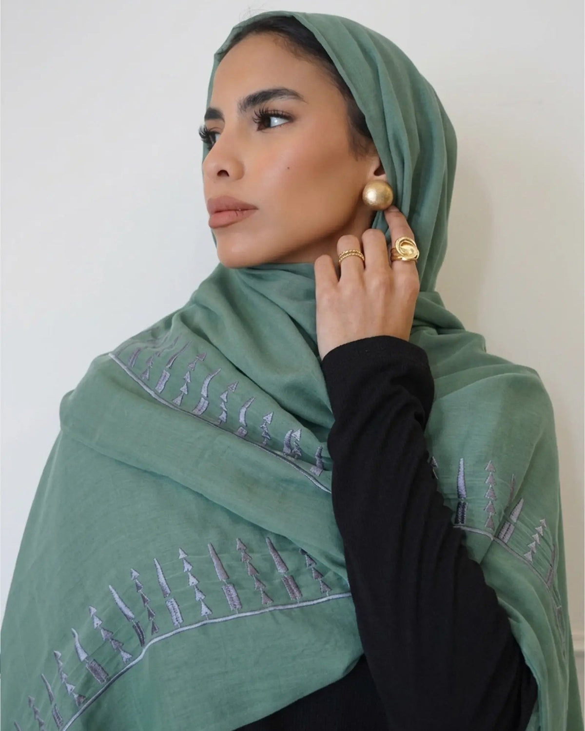 FD9046 Mirzam - Sea Green Voile Scarf - FOULARD - MIRA Y MANO