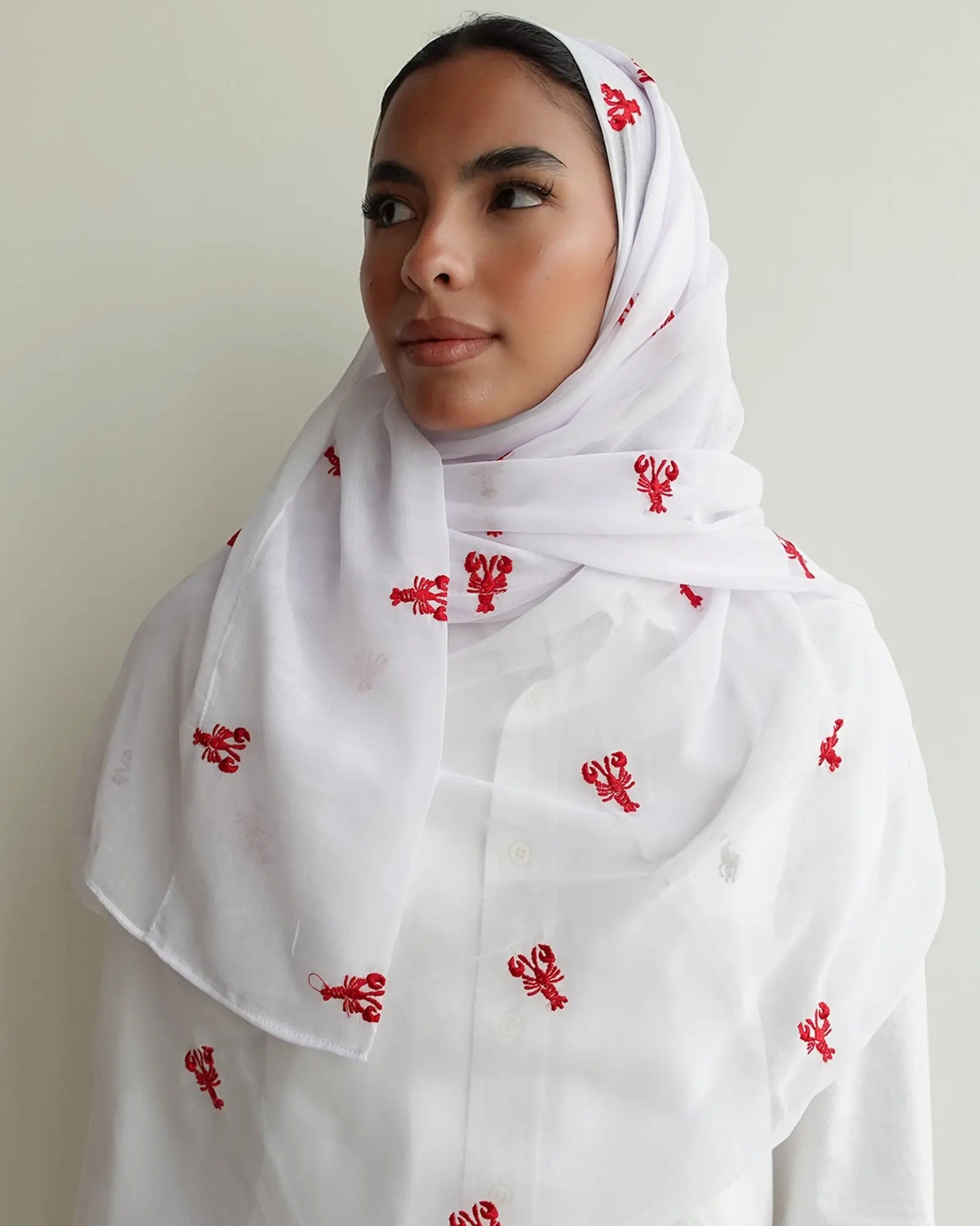 HM1019 Little Crab – White Chiffon Scarf - FOULARD - MIRA Y MANO