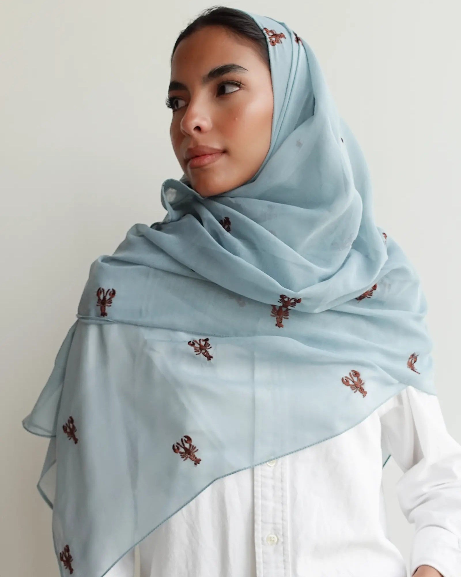 HM1020 Coastal Cutie – Steel Blue Chiffon Scarf - FOULARD - MIRA Y MANO
