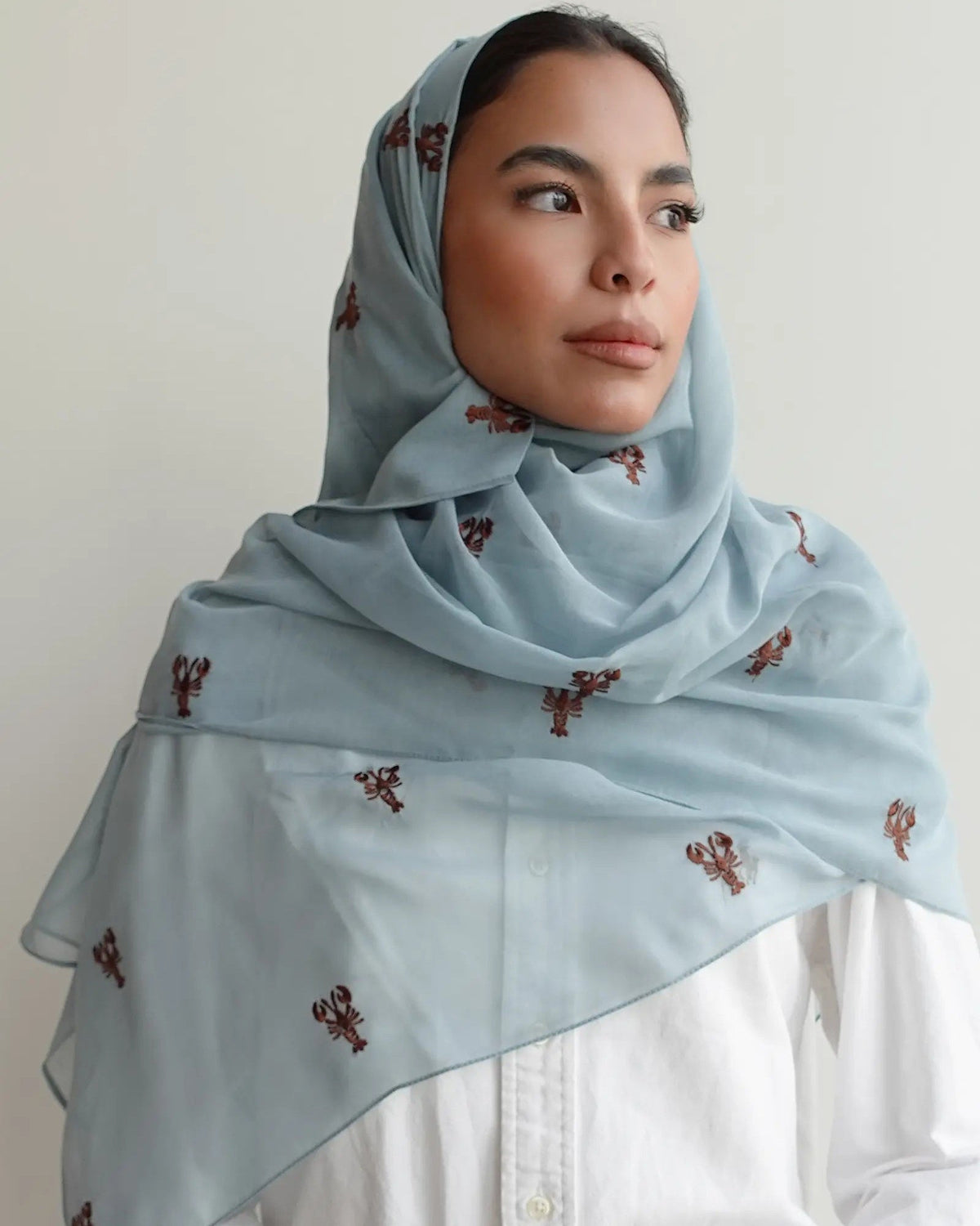 HM1020 Coastal Cutie – وشاح شيفون أزرق فولاذي – صورة المنتج 3