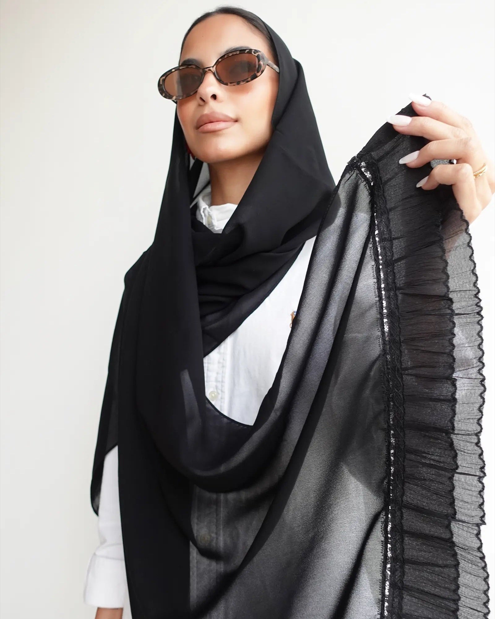 NJ1001 Danti – Black Chiffon Scarf - FOULARD - MIRA Y MANO
