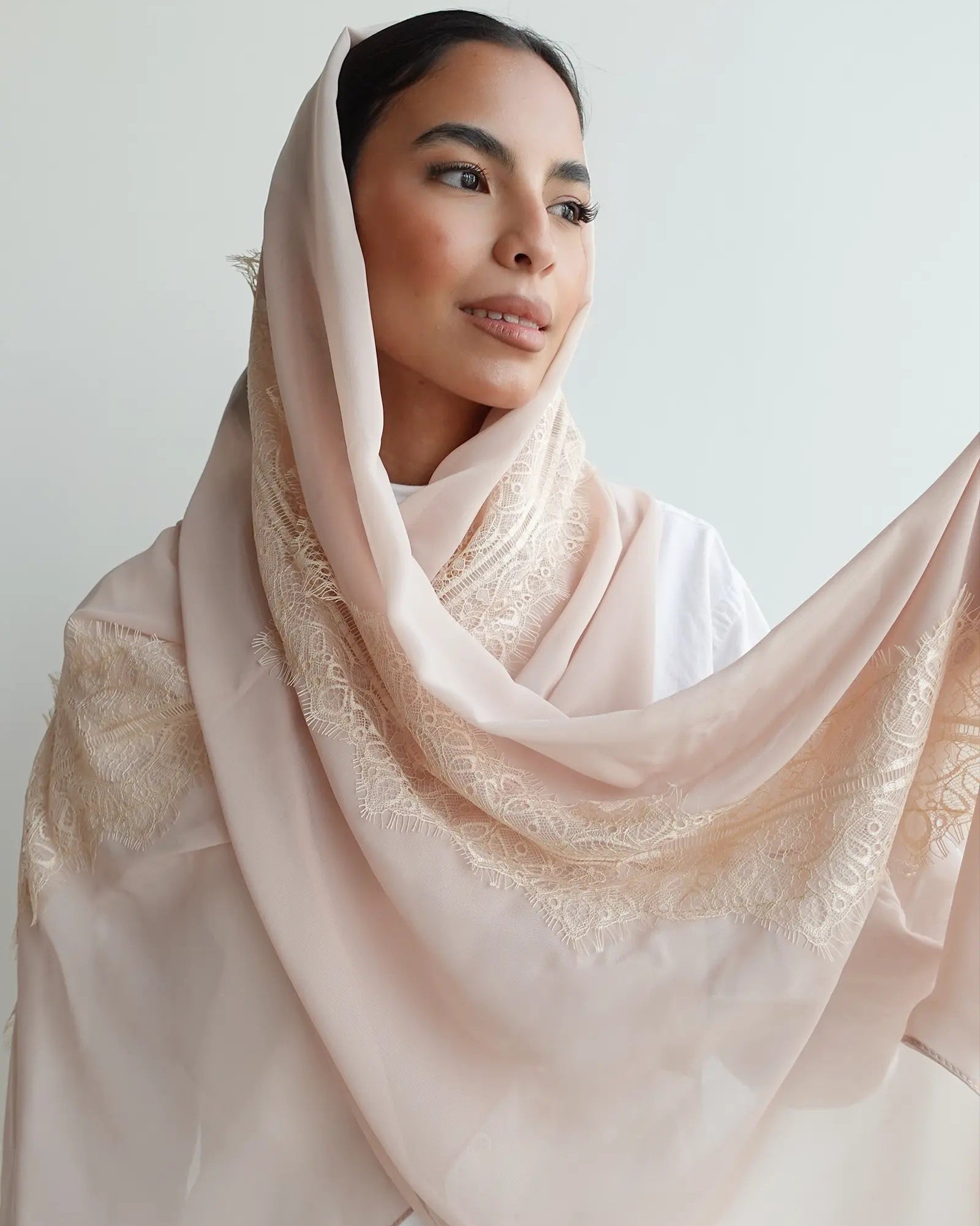 NJ1002 Delicate Grace – Peach Puff Chiffon Scarf - FOULARD - MIRA Y MANO