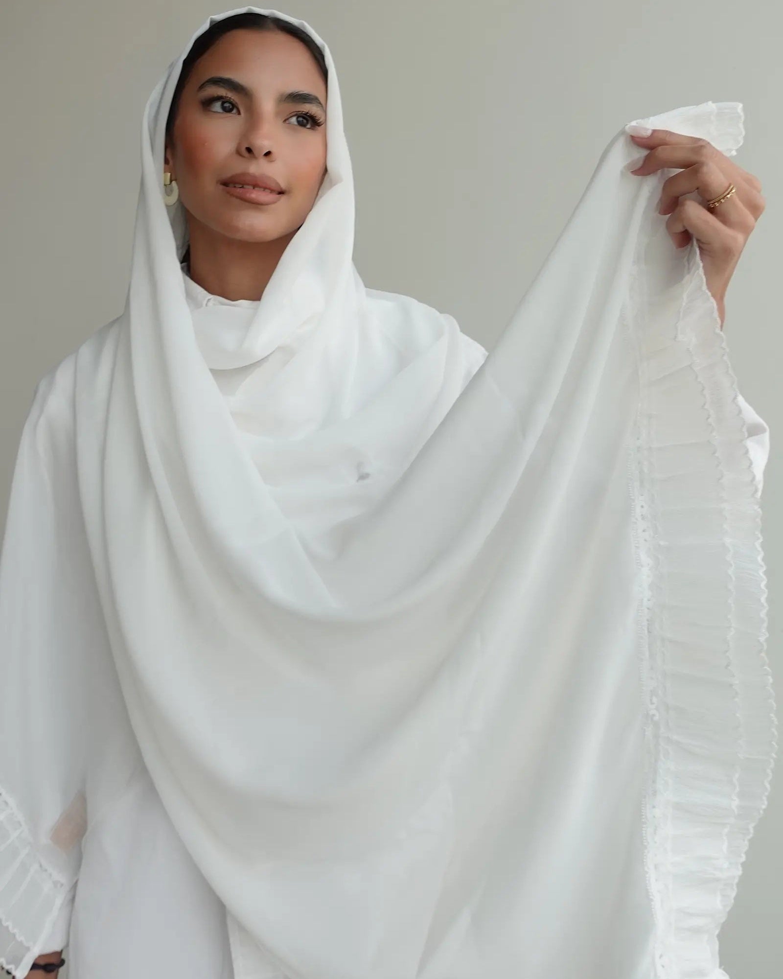 NJ1005 Pure Lace – White Chiffon Scarf – Product image 3