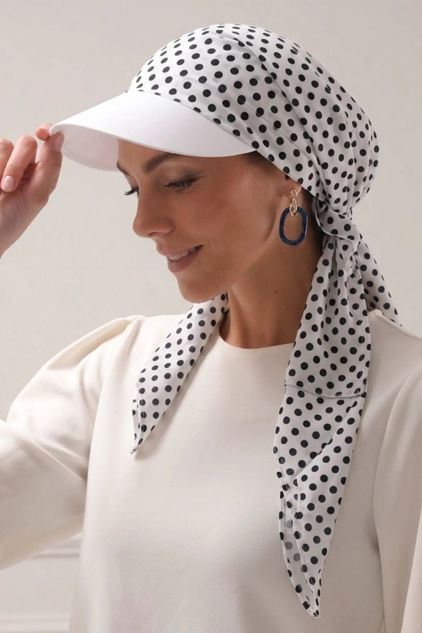 SR1008 POLKA WAVES - Printed Chiffon Turban Hat - FOULARD - MIRA Y MANO