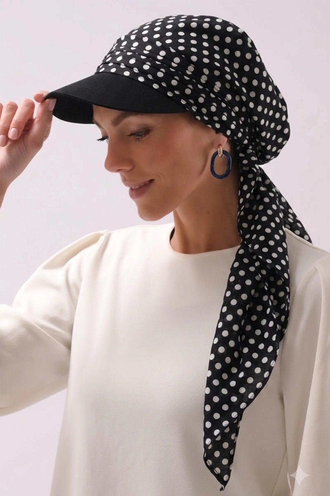 SR1016 AMALFI POLKA - Printed Chiffon Turban Hat - FOULARD - MIRA Y MANO