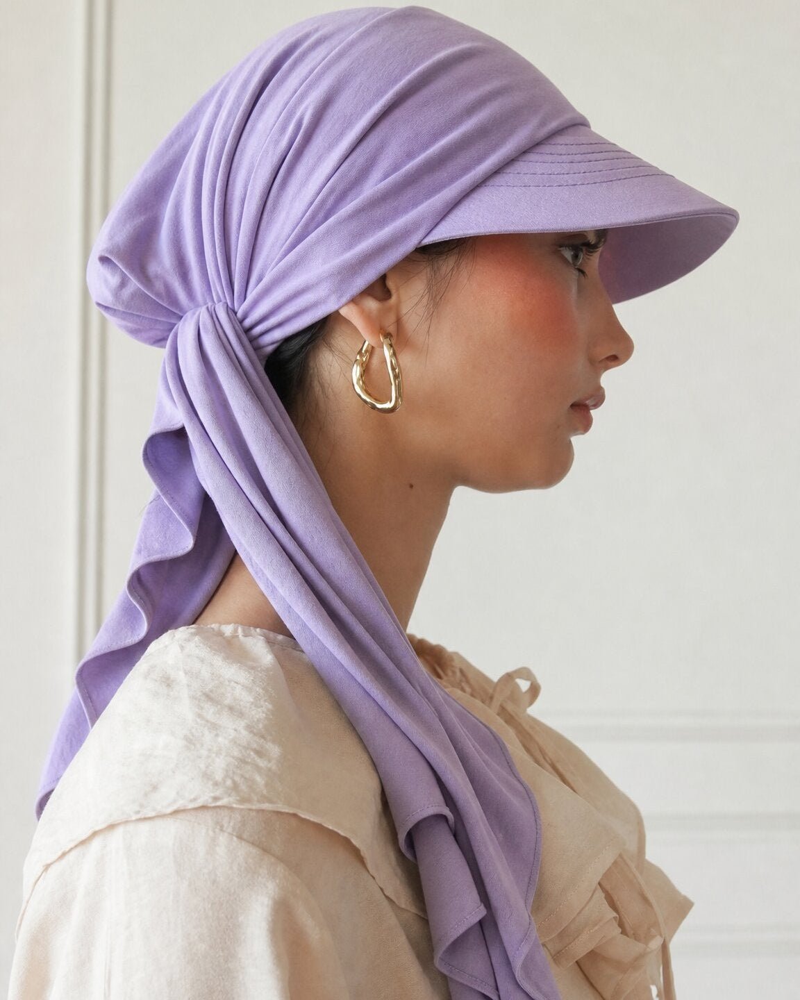 SR1017 SANIA PASTEL PURPLE – Plum Cotton Mix Turban Hat - FOULARD - MIRA Y MANO