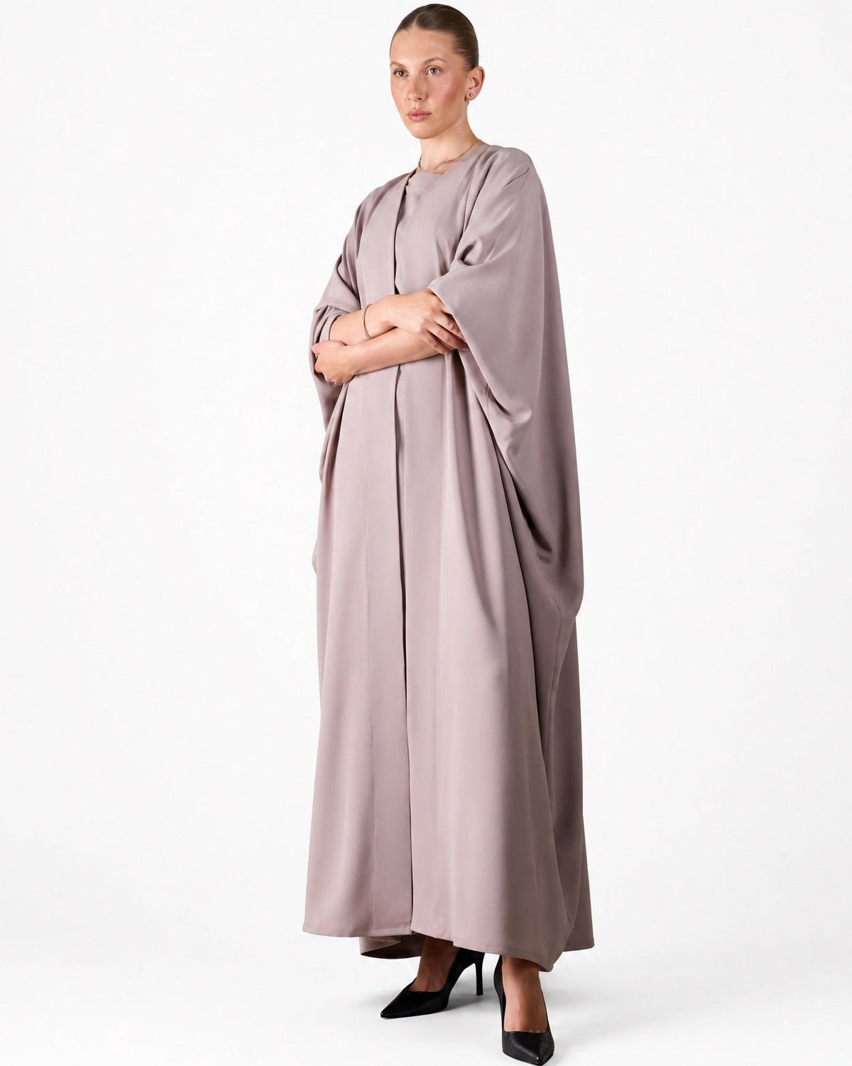 FC 823 – Pink Crepe Abaya Set - FOUZ COUTURE - MIRA Y MANO