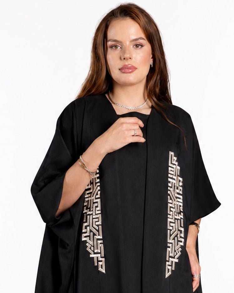 FC 831 – Black Crepe Abaya Set - FOUZ COUTURE - MIRA Y MANO