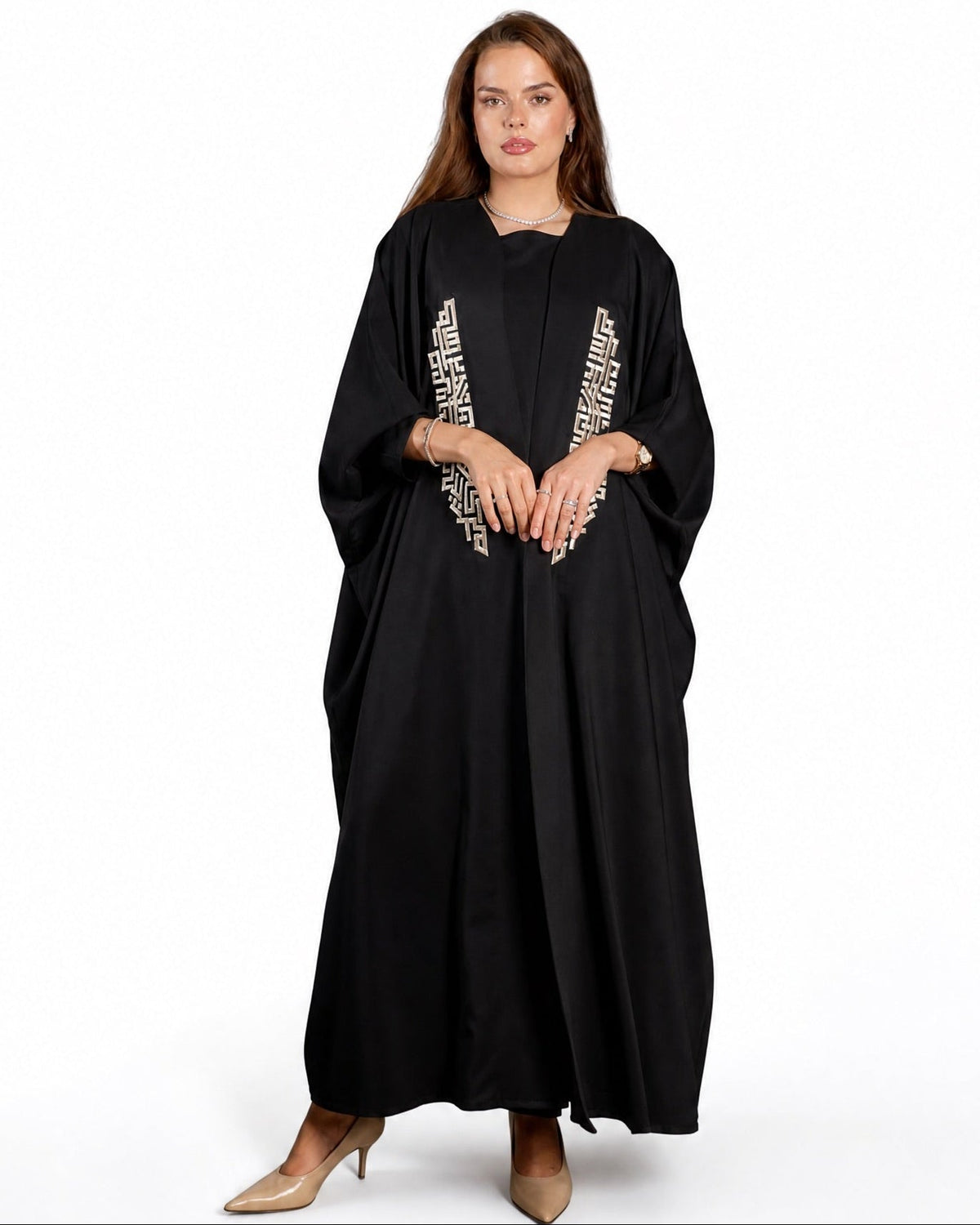 FC 831 – Black Crepe Abaya Set - FOUZ COUTURE - MIRA Y MANO