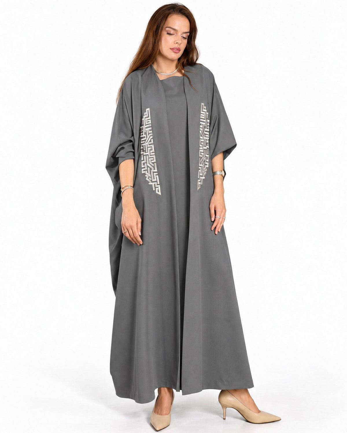 FC 850 – طقم عباية كريب رمادي