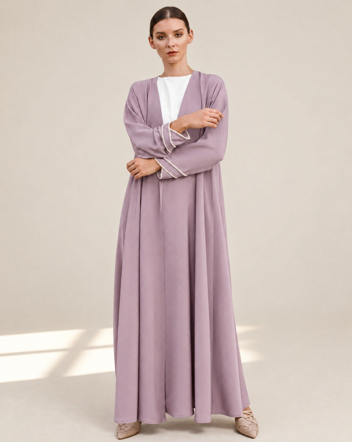 G151-DPRP – Rosy Brown Crepe Abaya - GUL - MIRA Y MANO
