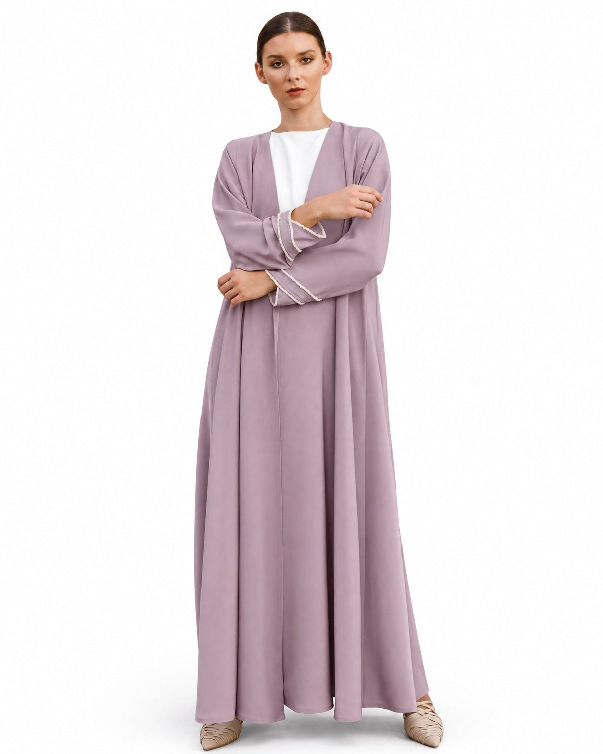G151-DPRP - Rosy Brown Crepe Abaya - GUL - MIRA Y MANO