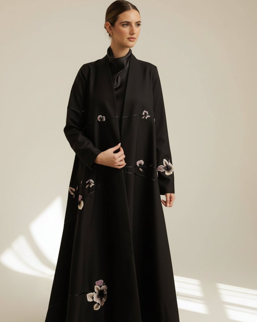 G243-BLK ABAYA - GUL - MIRA Y MANO
