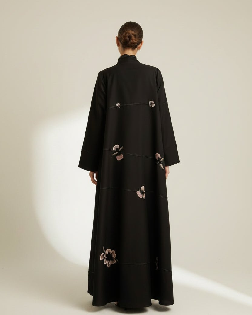 G243-BLK ABAYA - GUL - MIRA Y MANO