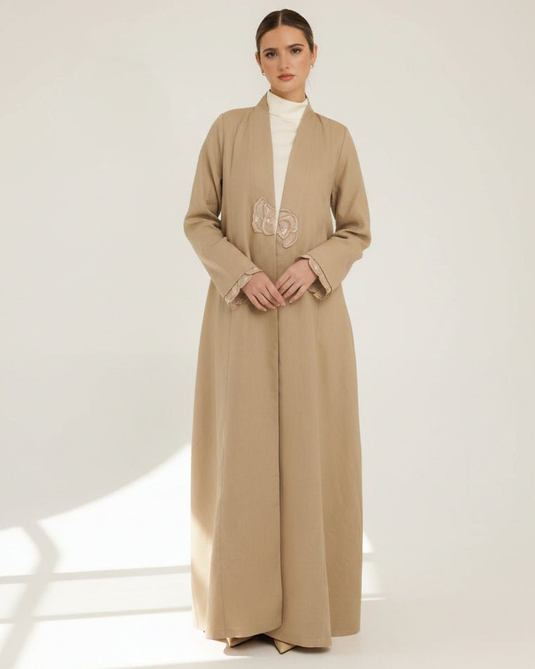 G244-BGE ABAYA - GUL - MIRA Y MANO
