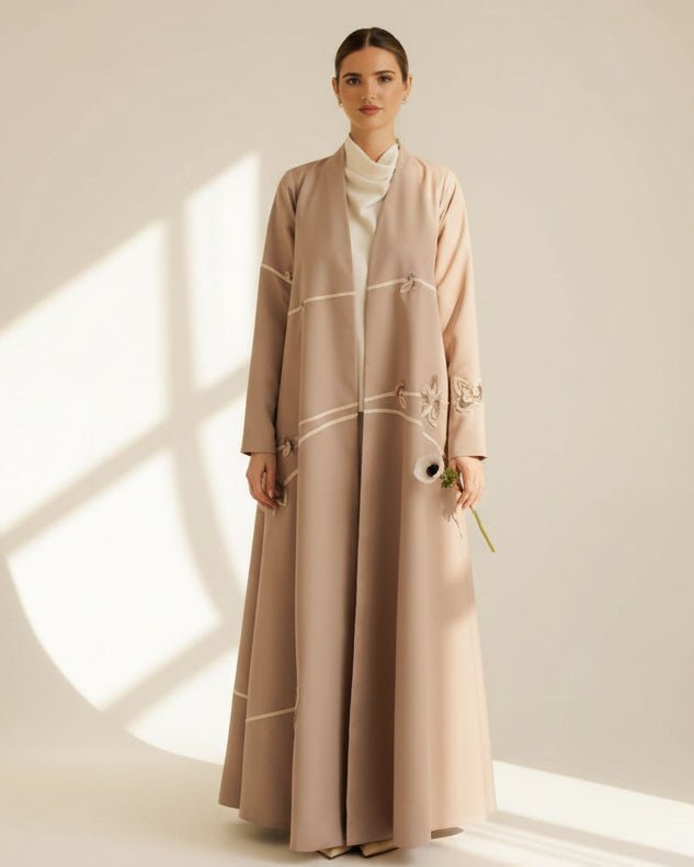 G245-BGE ABAYA - GUL - MIRA Y MANO