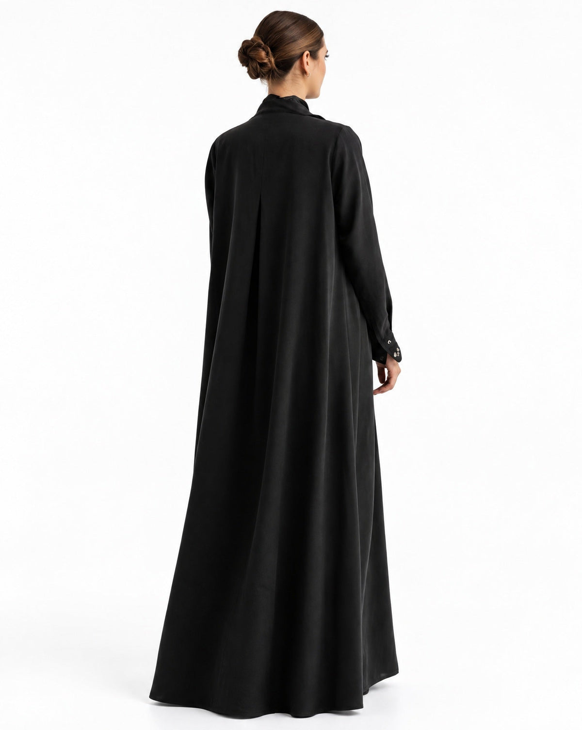 G247-BLK – Black Cotton Mix Abaya - GUL - MIRA Y MANO