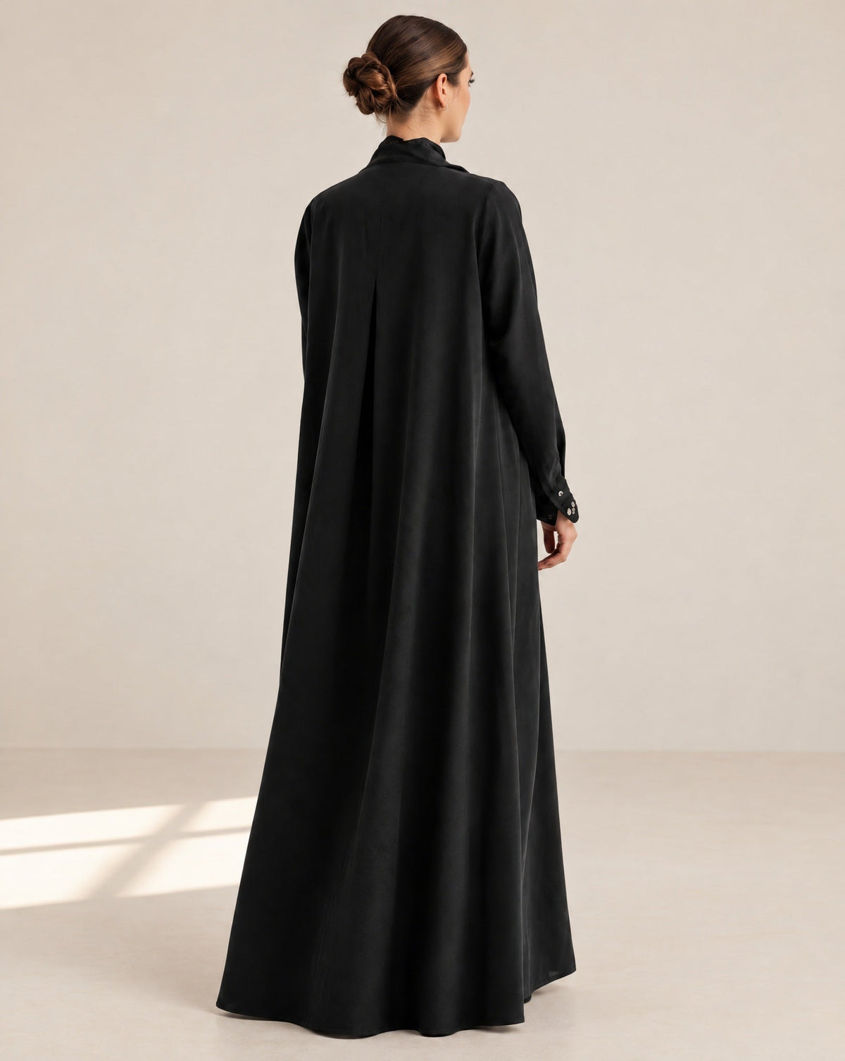 G247-BLK – Black Cotton Mix Abaya - GUL - MIRA Y MANO