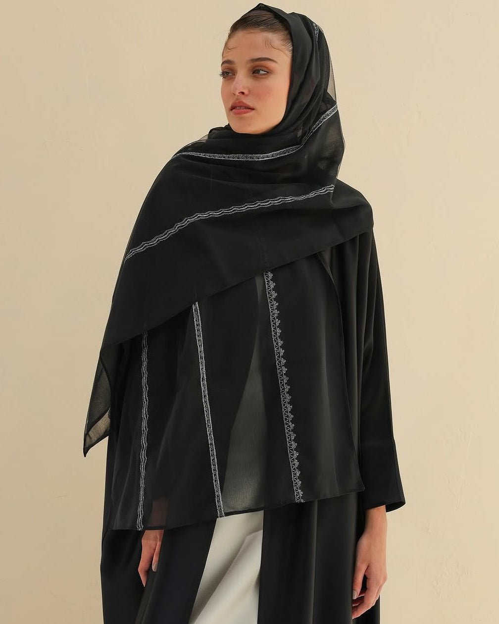 SCARF G222-BLK - Black Chiffon Scarf - GUL - MIRA Y MANO