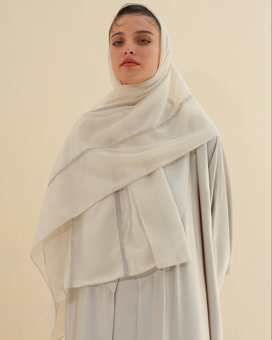 SCARF G222-W - Ivory Chiffon Scarf - GUL - MIRA Y MANO